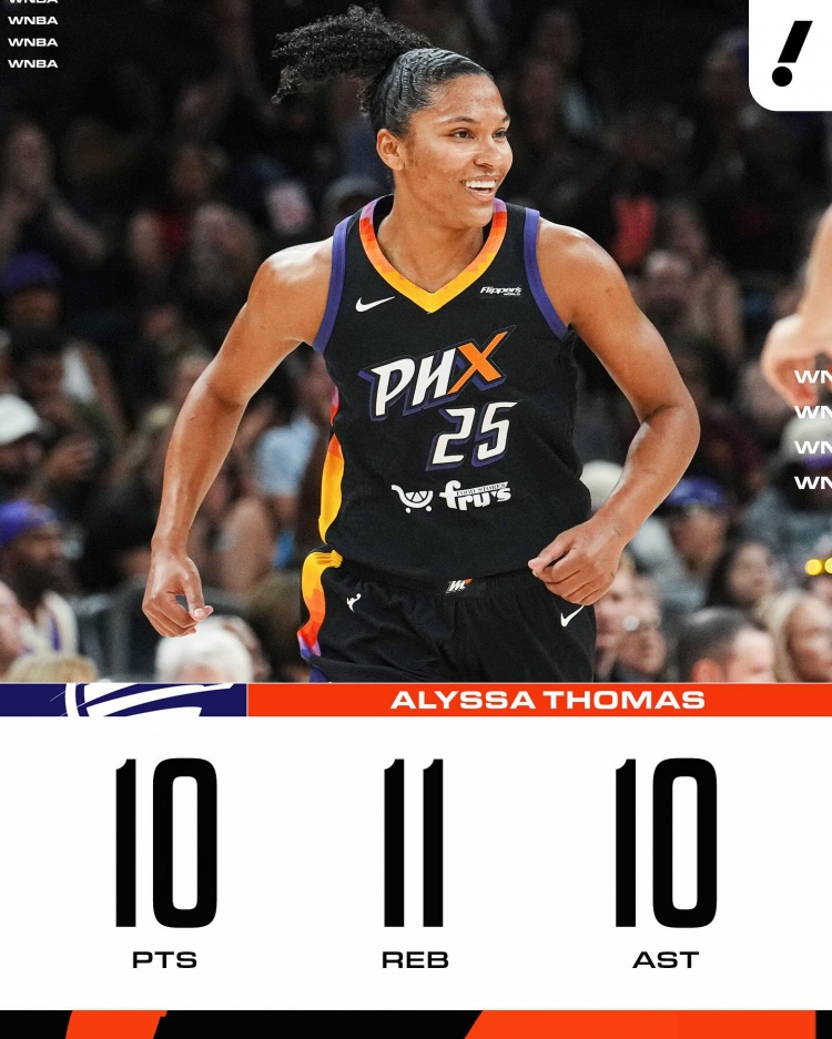 开云网页版-艾莉莎-托马斯单季八次三双刷新WNBA历史纪录，荣膺三双女王！